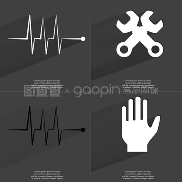 扁平化圖標(biāo)設(shè)計(jì) 脈沖、扳手與手的視覺符號(hào)